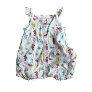 Carter's White Romper with Colorful Seahorses